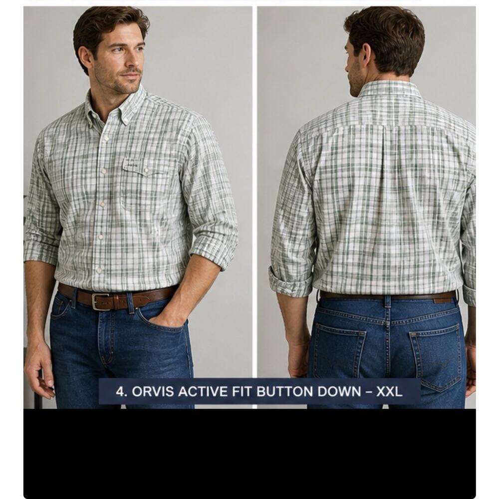 Orvis Active Fit Button Down Shirt Mens XXL Plaid Fishing Outdoor